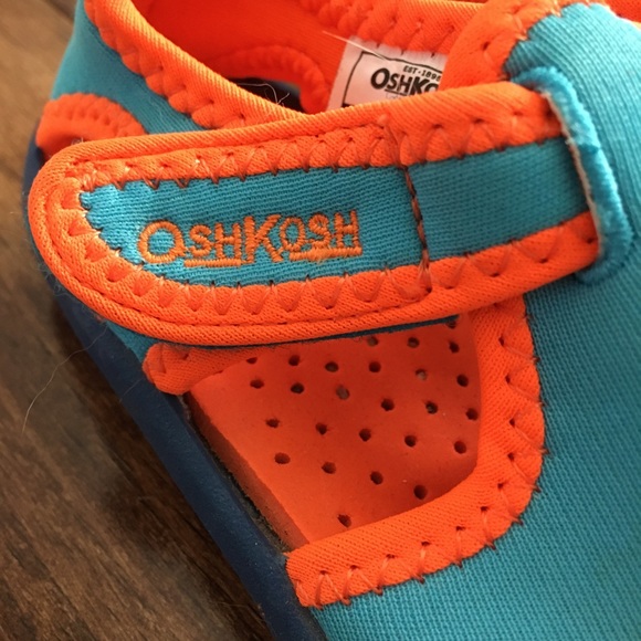 Oshkosh B’gosh Bright Blue Aqua Orange Toddler Water Shoes Sandals Size 5 - Picture 7 of 9